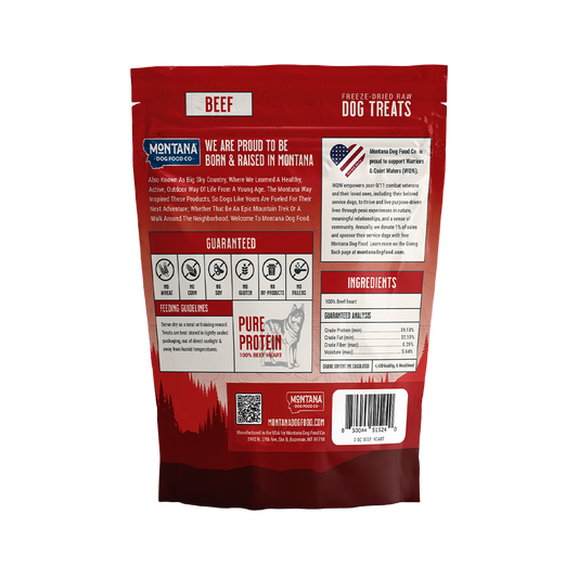 Beef Heart Freeze-dried Raw Trail Snacks (Treats) for Dogs 3oz