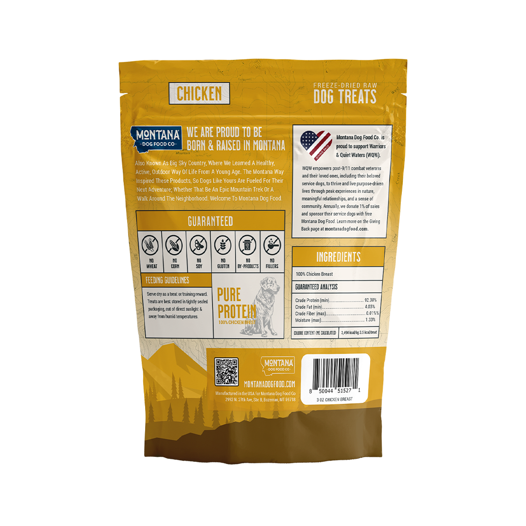 Chicken Breast Freeze-Dried Raw Trail Snacks (Treats) for Dogs 3oz