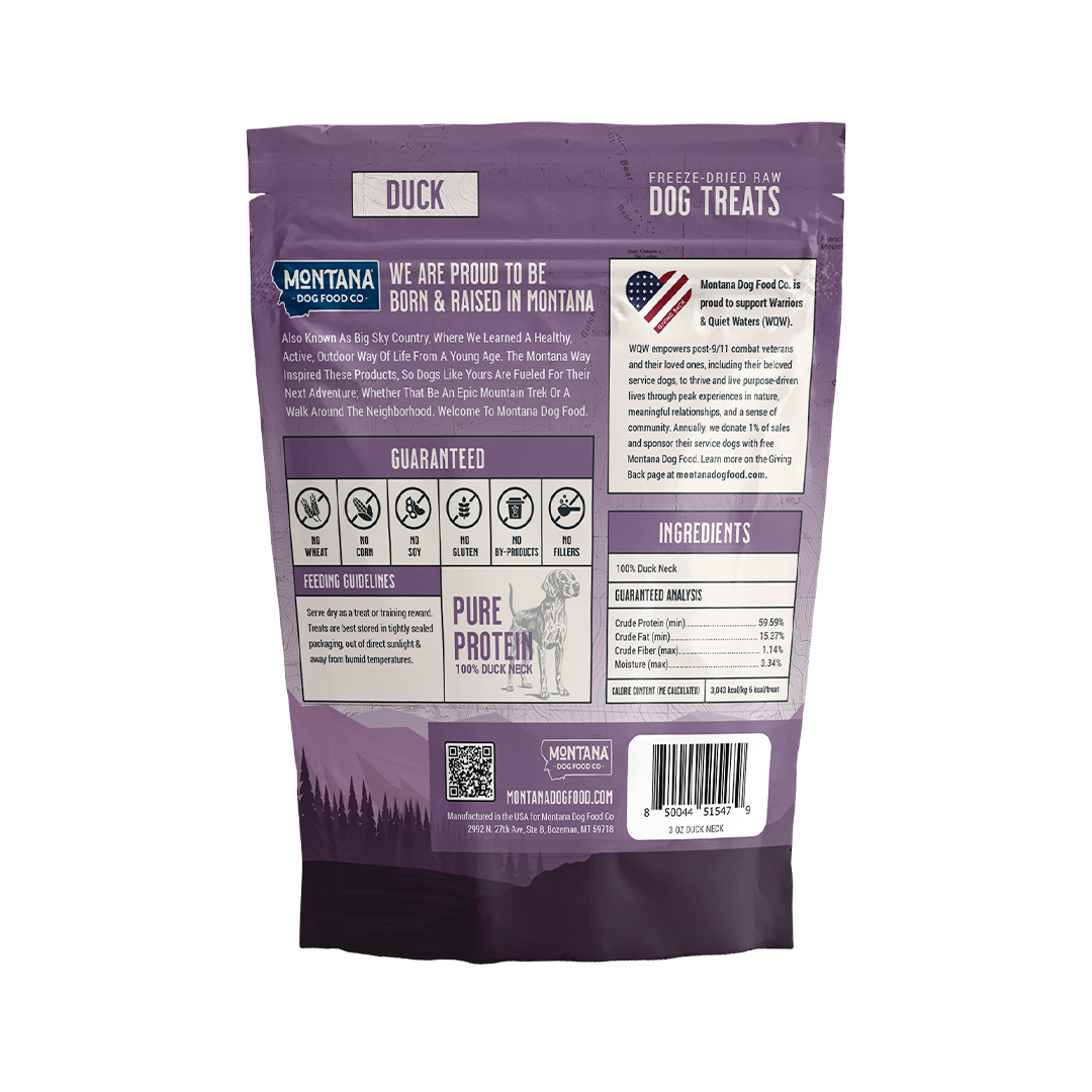 Duck Freeze-dried Raw Trail Snacks (Treats) for Dogs 3oz