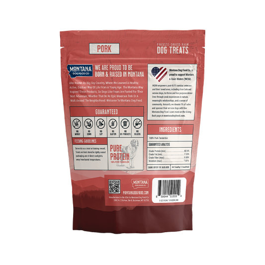 Pork Tenderloin Freeze-dried Raw Trail Snacks (Treats) for Dogs 3oz