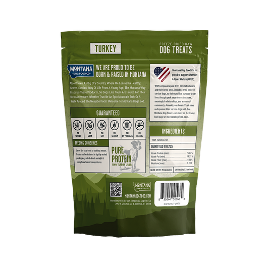 Turkey Liver Freeze-dried Raw Trail Snacks (Treats) for Dogs 3oz