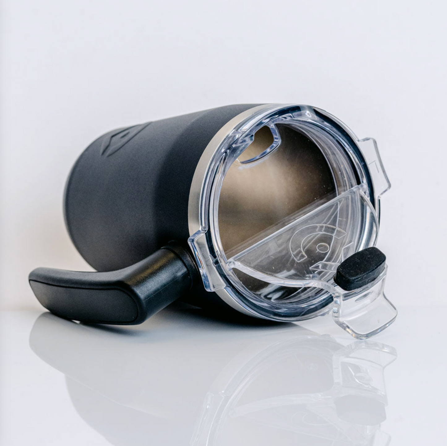 Outsider AM Matte Black Insulated Travel Coffee Cup with a spill proof lid