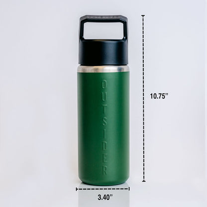 The Outsider All Day Triple Vacuum Insulated Travel Stainless Steel Water Bottle in Matte Green Dimensions