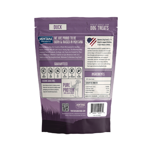 Duck Freeze-dried Raw Trail Snacks (Treats) for Dogs 3oz
