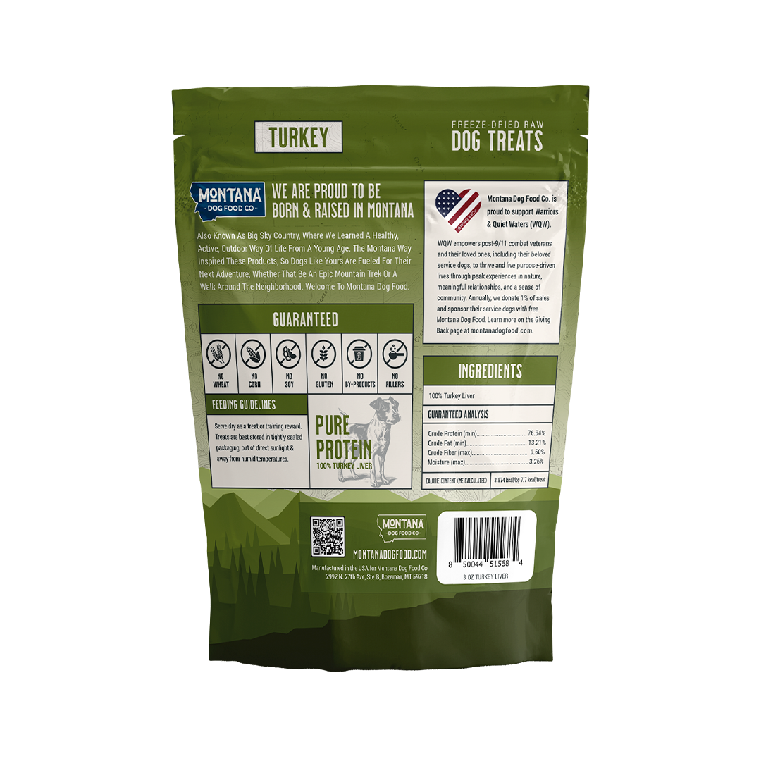 Turkey Liver Freeze-dried Raw Trail Snacks (Treats) for Dogs 3oz