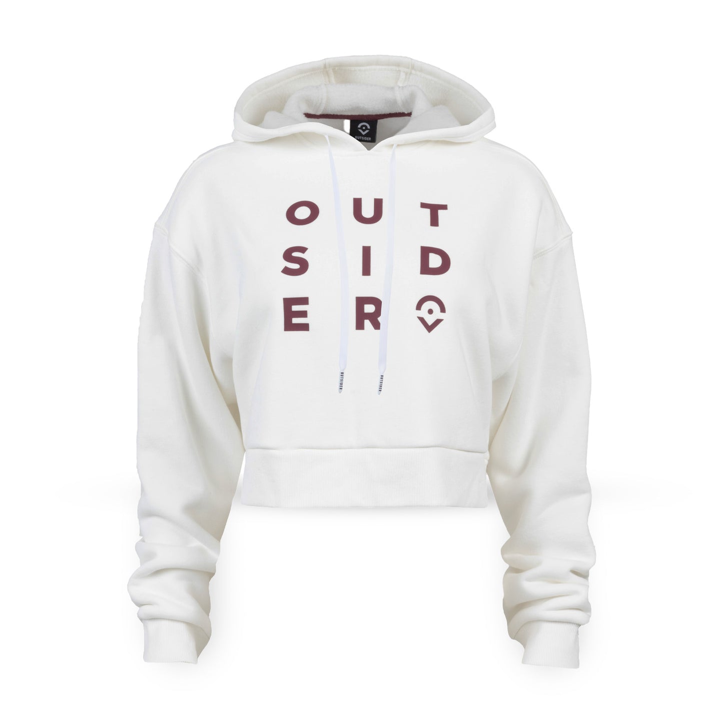 Women's Mid Crop Plush Fleece Hoodie - White