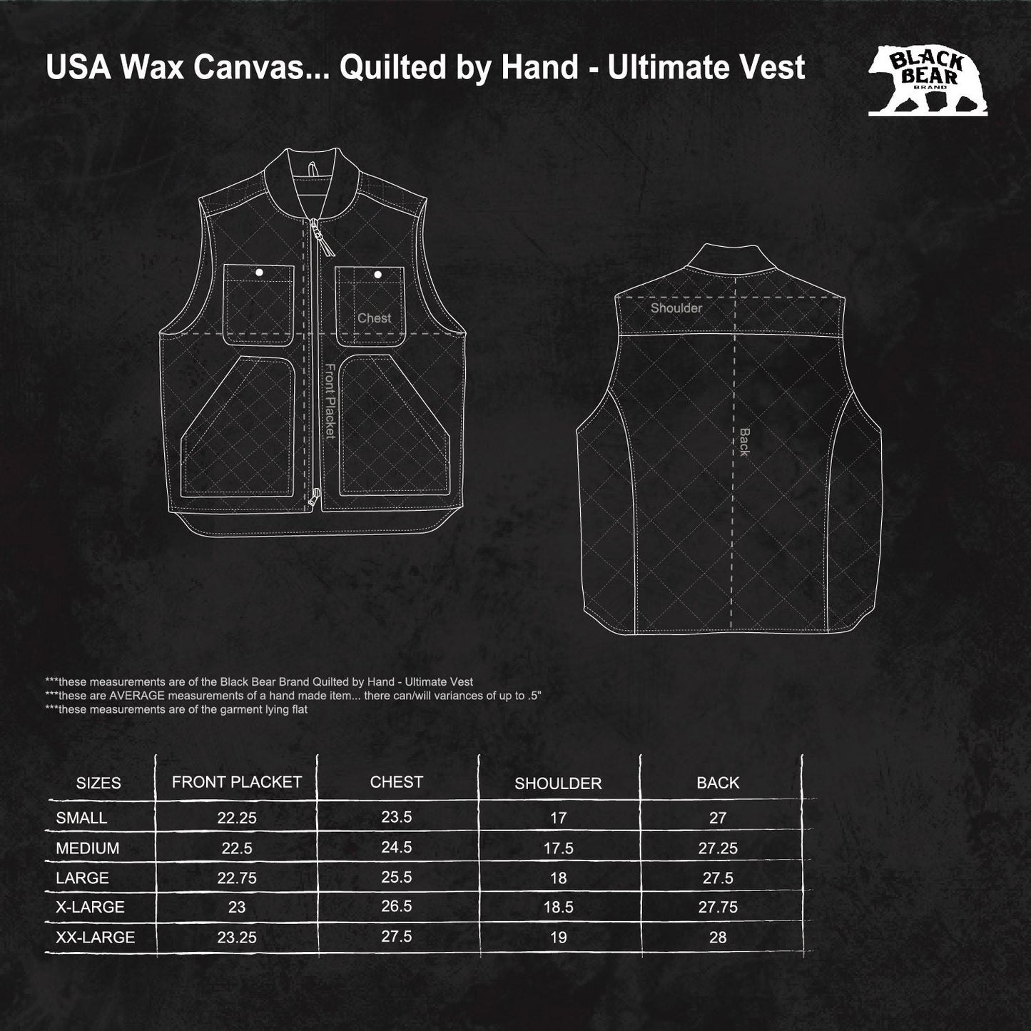 Black Bear Brand Collaboration Hand Quilted Ultimate Vest