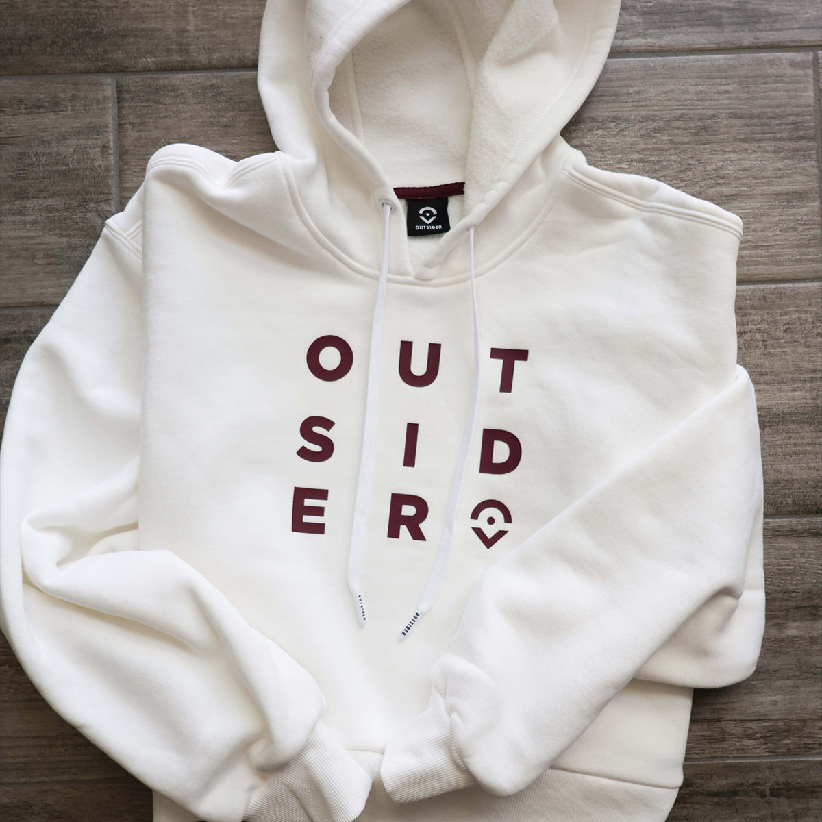 Women's Mid Crop Plush Fleece Hoodie - White