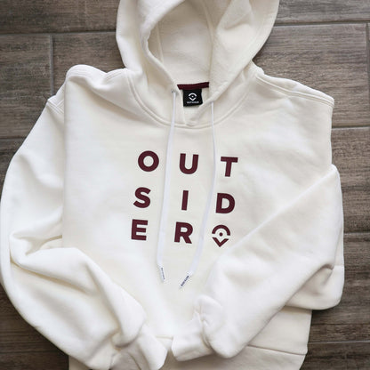 Women's Mid Crop Plush Fleece Hoodie - White