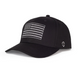 Outsider Black Hat with Black and White American Flag patch and Outsider logo on temple