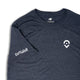 Outsider Location Tee in Dark Blue Marl with White Logo Flatlay