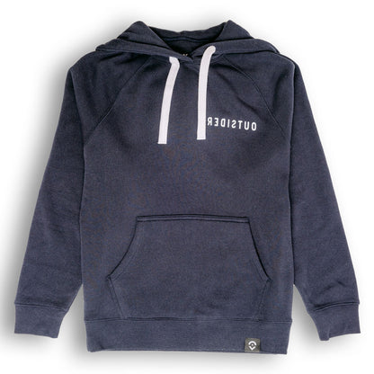 The Backwards Hoodie Navy Blue Outsider Hooded Sweatshirt