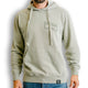 Outsider Tilt Hoodie Unisex Hooded Sweatshirt in Sage Green with Black Logo on a male model