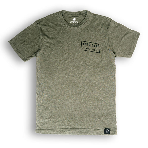 Outsider Tilt Tee Men's Short Sleeve T-shirt in Light Green Flatlay