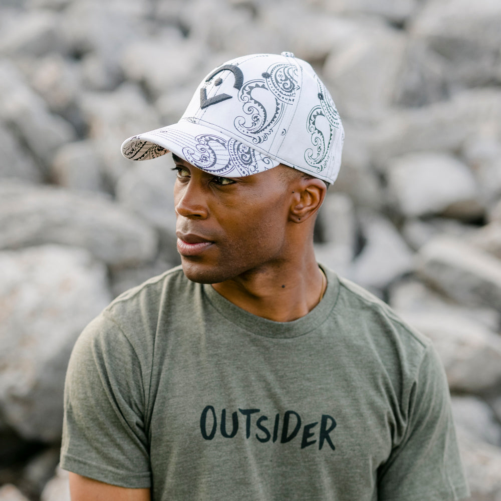 White Paisley Print Hat