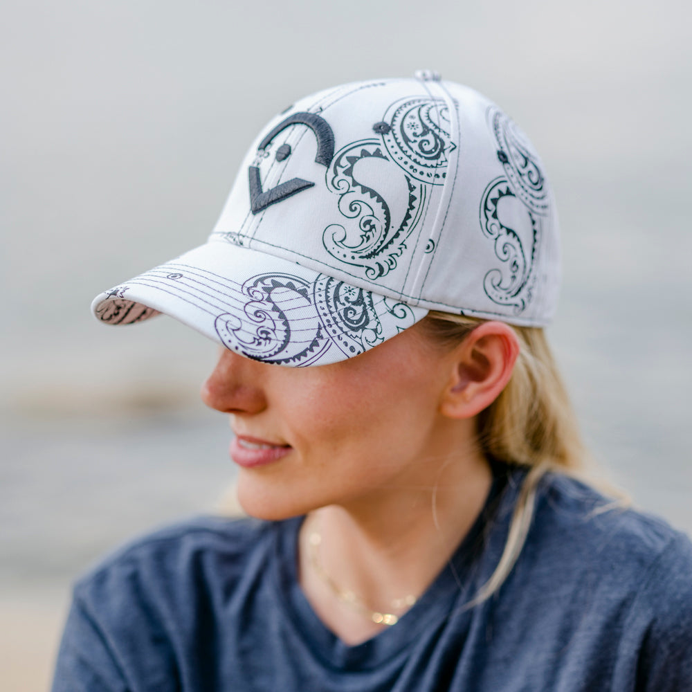 White Paisley Print Hat