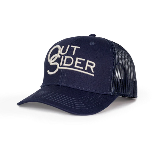 Outsider Navy Blue Script Hat | Adjustable Snap Back Ball Cap